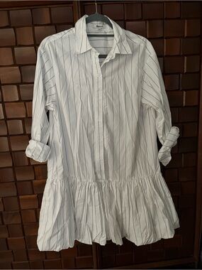 Madewell White Shirt with Thin Black Stripes